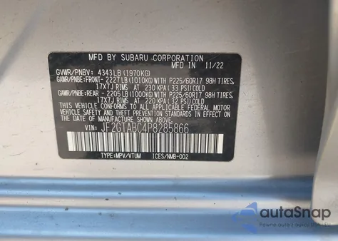 2023 Subaru Crosstrek z USA, uszkodzony, nr VIN JF2GTABC4P8285866